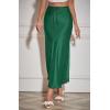 imageALCEA ROSEA Womens Maxi Satin Silky Skirt Elastic Drawstring Flared High Waisted Aline Elegant Wedding Long Skirts 7820Dark Green