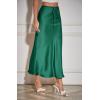 imageALCEA ROSEA Womens Maxi Satin Silky Skirt Elastic Drawstring Flared High Waisted Aline Elegant Wedding Long Skirts 7820Dark Green