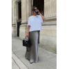 imageALCEA ROSEA Womens Maxi Satin Silky Skirt Elastic Drawstring Flared High Waisted Aline Elegant Wedding Long Skirts 7820Grey