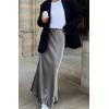 imageALCEA ROSEA Womens Maxi Satin Silky Skirt Elastic Drawstring Flared High Waisted Aline Elegant Wedding Long Skirts 7820Grey