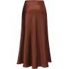 imageALCEA ROSEA Womens Maxi Satin Silky Skirt Elastic Drawstring Flared High Waisted Aline Elegant Wedding Long Skirts 7820Khaki