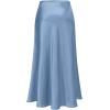 imageALCEA ROSEA Womens Maxi Satin Silky Skirt Elastic Drawstring Flared High Waisted Aline Elegant Wedding Long Skirts 7820Midnight Blue