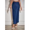imageALCEA ROSEA Womens Maxi Satin Silky Skirt Elastic Drawstring Flared High Waisted Aline Elegant Wedding Long Skirts 7820Navy