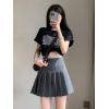 imageALCEA ROSEA Womens Pleated Mini Skirts High Waisted ALine Skirts for Skater Tennis School Cheerleader Short Skirts 7859Dark Grey