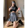 imageALCEA ROSEA Womens Pleated Mini Skirts High Waisted ALine Skirts for Skater Tennis School Cheerleader Short Skirts 7859Dark Grey