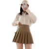 imageALCEA ROSEA Womens Pleated Mini Skirts High Waisted ALine Skirts for Skater Tennis School Cheerleader Short Skirts 7859Khaki