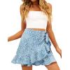 imageALCEA ROSEA Womens Summer Wrap Floral High Waist Ruffle Short Mini Skirts 7892Blue