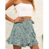 imageALCEA ROSEA Womens Summer Wrap Floral High Waist Ruffle Short Mini Skirts 7892Green