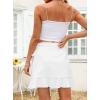 imageALCEA ROSEA Womens Summer Wrap Floral High Waist Ruffle Short Mini Skirts 7892Ivory