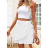 imageALCEA ROSEA Womens Summer Wrap Floral High Waist Ruffle Short Mini Skirts 7892Ivory