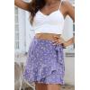 imageALCEA ROSEA Womens Summer Wrap Floral High Waist Ruffle Short Mini Skirts 7892Violet
