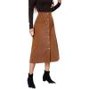 imageALCEA ROSEA Corduroy Midi Skirt for Women Aline Pleated Faux Suede Skirt Button Closure Casual High Wasit Long Skirt 7826Khaki