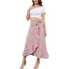 imageALCEA ROSEA Floral Print Ruffle Waist Maxi Skirt for Women with Side Adjustable Waistband 7895Pink