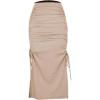 imageALCEA ROSEA Womens Bodycon Ruched Skirt Stretchy Basic Midi Draw Pleated Skirts with Two Side SlitBeige