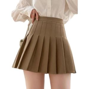 imageALCEA ROSEA Womens Pleated Mini Skirts High Waisted ALine Skirts for Skater Tennis School Cheerleader Short Skirts 7859Khaki