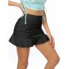 imageALCEA ROSEA Womens Ruched Mini Skirt High Waisted A Line Flared Ruffle Short Skirts for Vacation Outfits Rave 7882Black