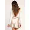 imageALCEA ROSEA Womens Satin Silky Mini Skirt High Waist ALine Short Skirts Solid Slit Front Skirts for Women 7802Beige