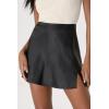 imageALCEA ROSEA Womens Satin Silky Mini Skirt High Waist ALine Short Skirts Solid Slit Front Skirts for Women 7802Black