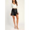 imageALCEA ROSEA Womens Satin Silky Mini Skirt High Waist ALine Short Skirts Solid Slit Front Skirts for Women 7802Black