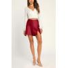 imageALCEA ROSEA Womens Satin Silky Mini Skirt High Waist ALine Short Skirts Solid Slit Front Skirts for Women 7802Burgundy