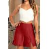 imageALCEA ROSEA Womens Satin Silky Mini Skirt High Waist ALine Short Skirts Solid Slit Front Skirts for Women 7802Burgundy