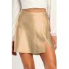 imageALCEA ROSEA Womens Satin Silky Mini Skirt High Waist ALine Short Skirts Solid Slit Front Skirts for Women 7802Champagne