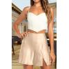 imageALCEA ROSEA Womens Satin Silky Mini Skirt High Waist ALine Short Skirts Solid Slit Front Skirts for Women 7802Champagne