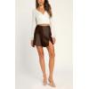 imageALCEA ROSEA Womens Satin Silky Mini Skirt High Waist ALine Short Skirts Solid Slit Front Skirts for Women 7802Dark Brown