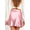 imageALCEA ROSEA Womens Satin Silky Mini Skirt High Waist ALine Short Skirts Solid Slit Front Skirts for Women 7802Dirty Pink