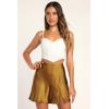 imageALCEA ROSEA Womens Satin Silky Mini Skirt High Waist ALine Short Skirts Solid Slit Front Skirts for Women 7802Gold