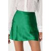 imageALCEA ROSEA Womens Satin Silky Mini Skirt High Waist ALine Short Skirts Solid Slit Front Skirts for Women 7802Green