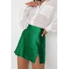 imageALCEA ROSEA Womens Satin Silky Mini Skirt High Waist ALine Short Skirts Solid Slit Front Skirts for Women 7802Green