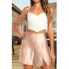 imageALCEA ROSEA Womens Satin Silky Mini Skirt High Waist ALine Short Skirts Solid Slit Front Skirts for Women 7802Nude Pink
