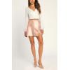 imageALCEA ROSEA Womens Satin Silky Mini Skirt High Waist ALine Short Skirts Solid Slit Front Skirts for Women 7802Nude Pink