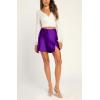 imageALCEA ROSEA Womens Satin Silky Mini Skirt High Waist ALine Short Skirts Solid Slit Front Skirts for Women 7802Violet