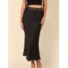imageALCEA ROSEA Womens Silky Satin Maxi Skirt Lace Waistband High Waist Elastic Fishtail Work Elegant Flowy Long Skirts 7880Black