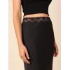 imageALCEA ROSEA Womens Silky Satin Maxi Skirt Lace Waistband High Waist Elastic Fishtail Work Elegant Flowy Long Skirts 7880Black