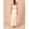 imageALCEA ROSEA Womens Silky Satin Maxi Skirt Lace Waistband High Waist Elastic Fishtail Work Elegant Flowy Long Skirts 7880Champagne