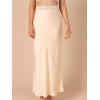 imageALCEA ROSEA Womens Silky Satin Maxi Skirt Lace Waistband High Waist Elastic Fishtail Work Elegant Flowy Long Skirts 7880Champagne