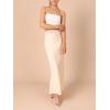 imageALCEA ROSEA Womens Silky Satin Maxi Skirt Lace Waistband High Waist Elastic Fishtail Work Elegant Flowy Long Skirts 7880Champagne