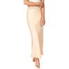 imageALCEA ROSEA Womens Silky Satin Maxi Skirt Lace Waistband High Waist Elastic Fishtail Work Elegant Flowy Long Skirts 7880Champagne