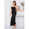 imageALCEA ROSEA Womens Silky Slip Dress Cowl Neck Satin Georgette Gown Cross Tie Long Maxi Dress for Wedding Cocktail Party 5736Black