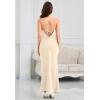 imageALCEA ROSEA Womens Silky Slip Dress Cowl Neck Satin Georgette Gown Cross Tie Long Maxi Dress for Wedding Cocktail Party 5736Champagne