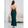 imageALCEA ROSEA Womens Silky Slip Dress Cowl Neck Satin Georgette Gown Cross Tie Long Maxi Dress for Wedding Cocktail Party 5736Dark Green