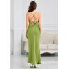 imageALCEA ROSEA Womens Silky Slip Dress Cowl Neck Satin Georgette Gown Cross Tie Long Maxi Dress for Wedding Cocktail Party 5736Grass Green