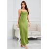 imageALCEA ROSEA Womens Silky Slip Dress Cowl Neck Satin Georgette Gown Cross Tie Long Maxi Dress for Wedding Cocktail Party 5736Grass Green
