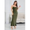 imageALCEA ROSEA Womens Silky Slip Dress Cowl Neck Satin Georgette Gown Cross Tie Long Maxi Dress for Wedding Cocktail Party 5736Olive Green