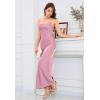 imageALCEA ROSEA Womens Silky Slip Dress Cowl Neck Satin Georgette Gown Cross Tie Long Maxi Dress for Wedding Cocktail Party 5736Pearly Pink