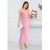 imageALCEA ROSEA Womens Silky Slip Dress Cowl Neck Satin Georgette Gown Cross Tie Long Maxi Dress for Wedding Cocktail Party 5736Pearly Pink
