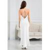 imageALCEA ROSEA Womens Silky Slip Dress Cowl Neck Satin Georgette Gown Cross Tie Long Maxi Dress for Wedding Cocktail Party 5736White